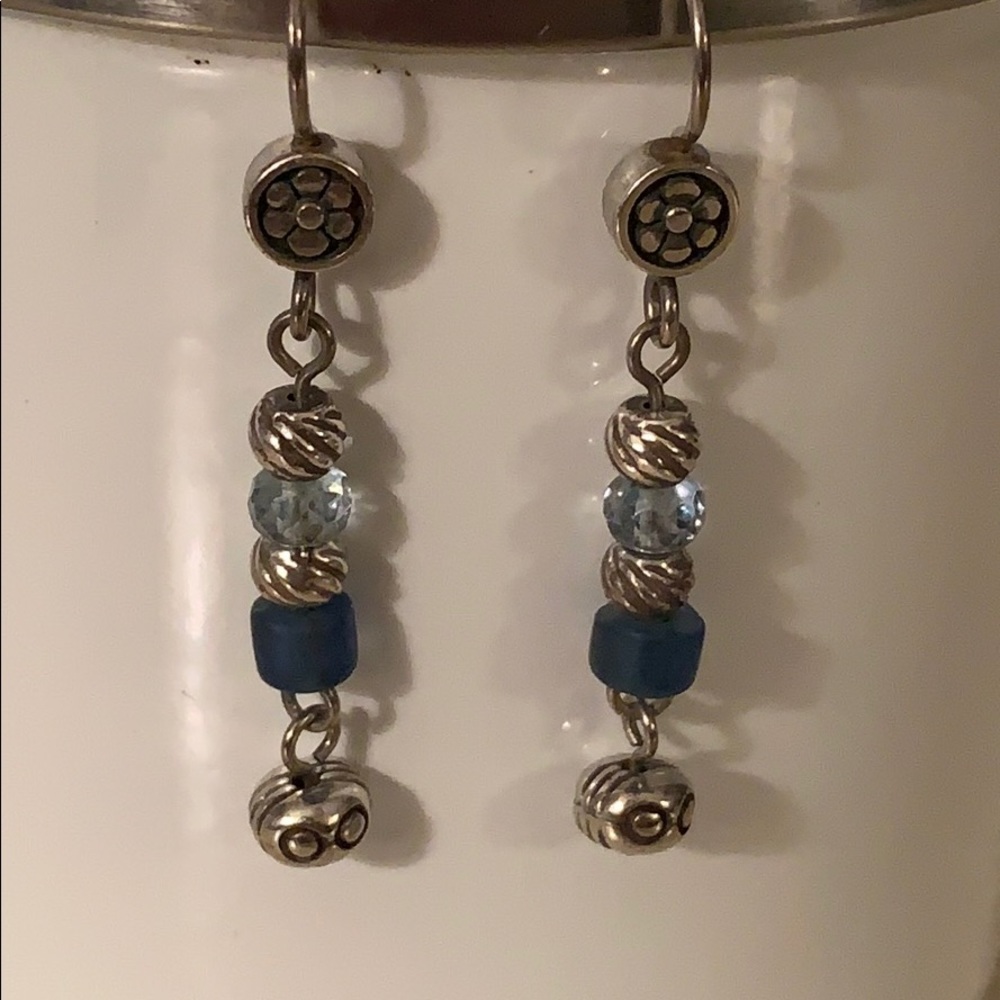 Brighton Silver/blue beaded dangle earrings
